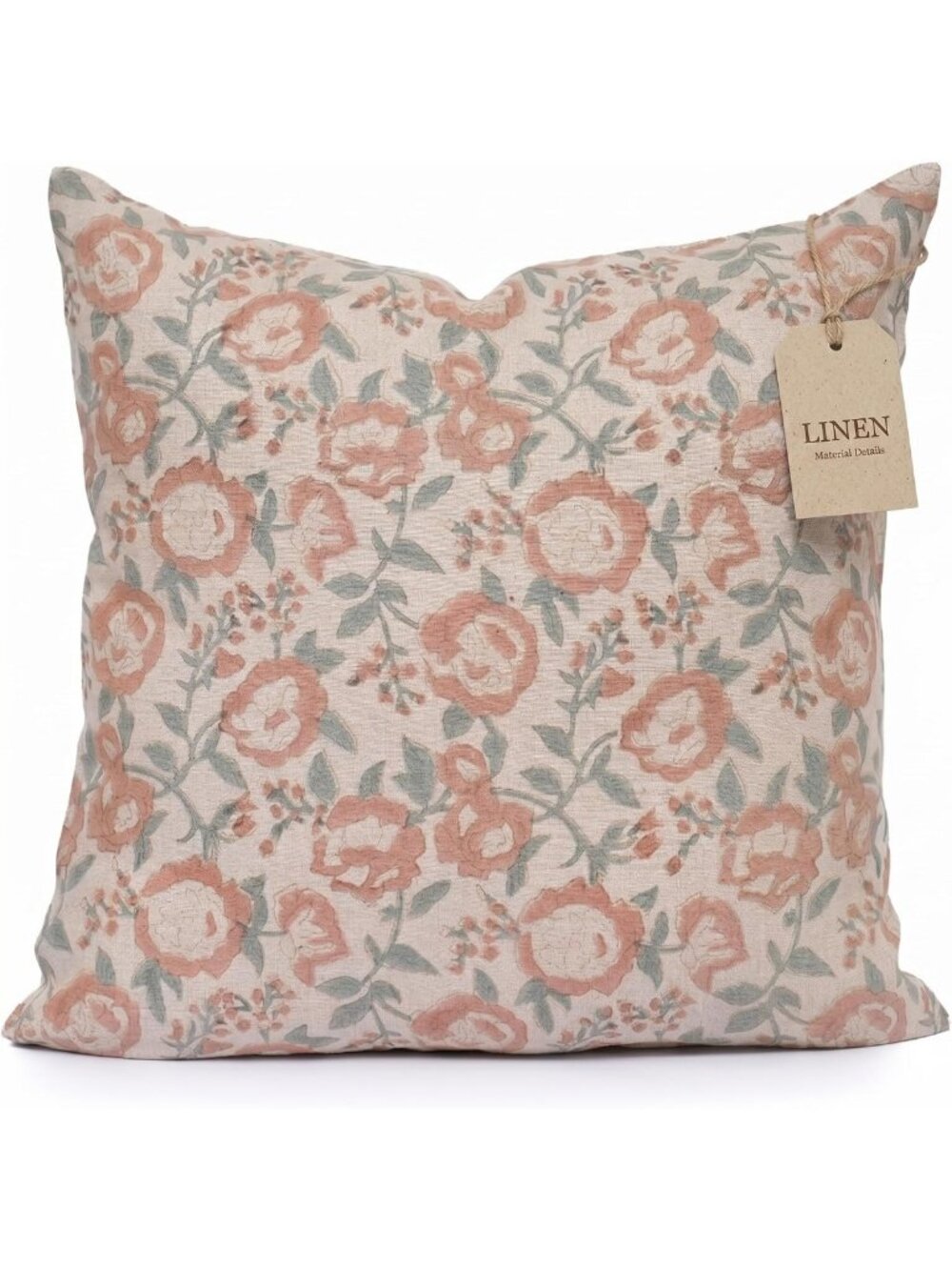 Blush Pink Linen Throw Pillow Covers 20x20" | Decorative Cushion for Living Room